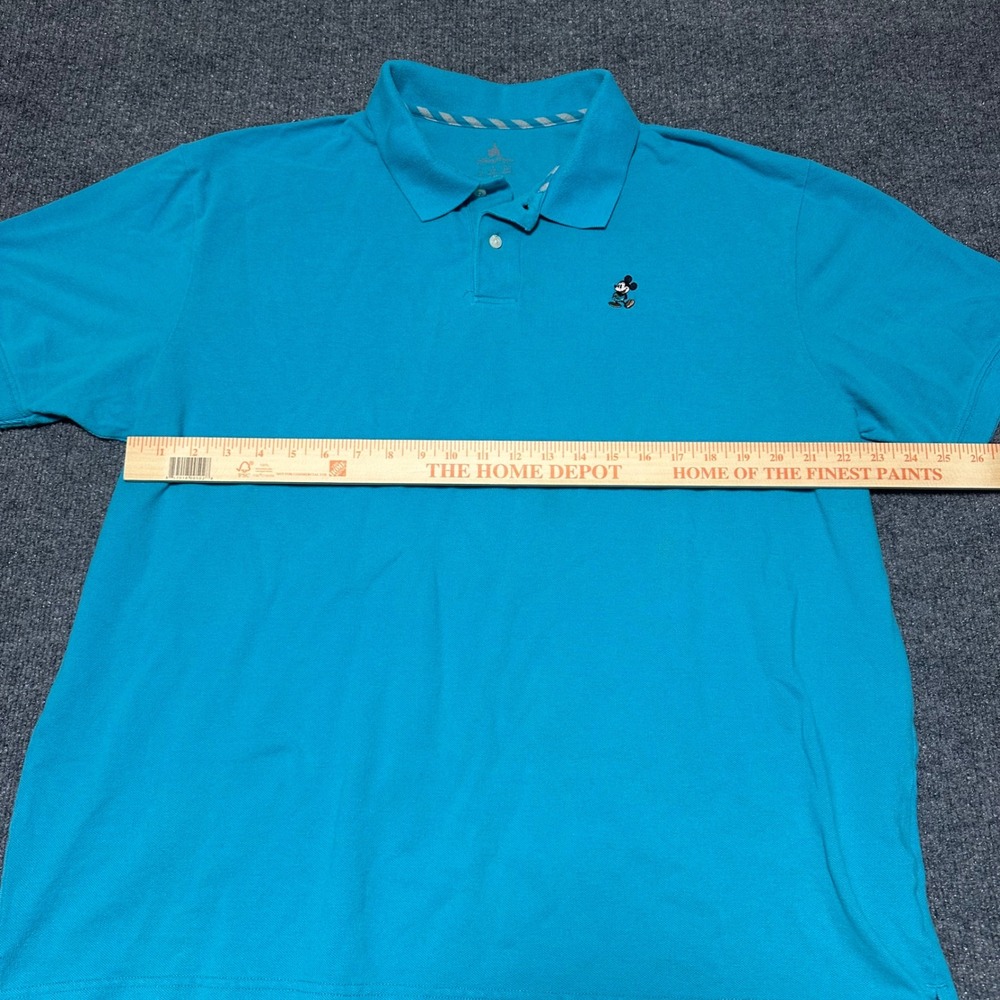 Disney Parks Mickey Mouse Embroidered Pique Polo Shirt Turquoise Blue Mens XL - Picture 5 of 7